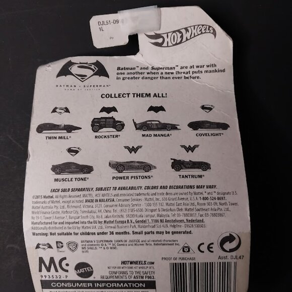 Hot Wheels Wonder Woman 2016 6/7 Batman vs Superman Power Pistons - Picture 6 of 6